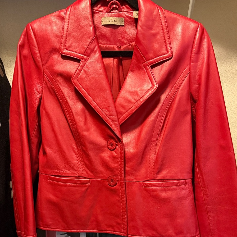 Stylish Red Leather Women's Jacket